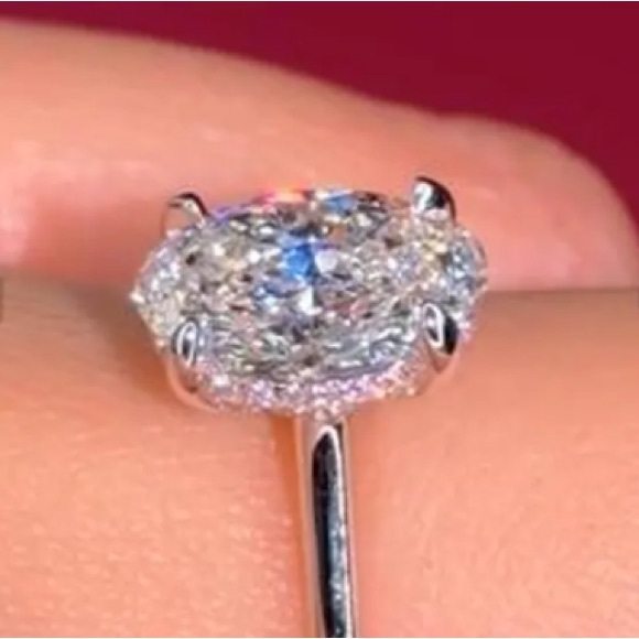 2 ct  goose egg moiissanite ring sz 6 D colorless VVS 1 flawless gra certificate - Picture 3 of 3